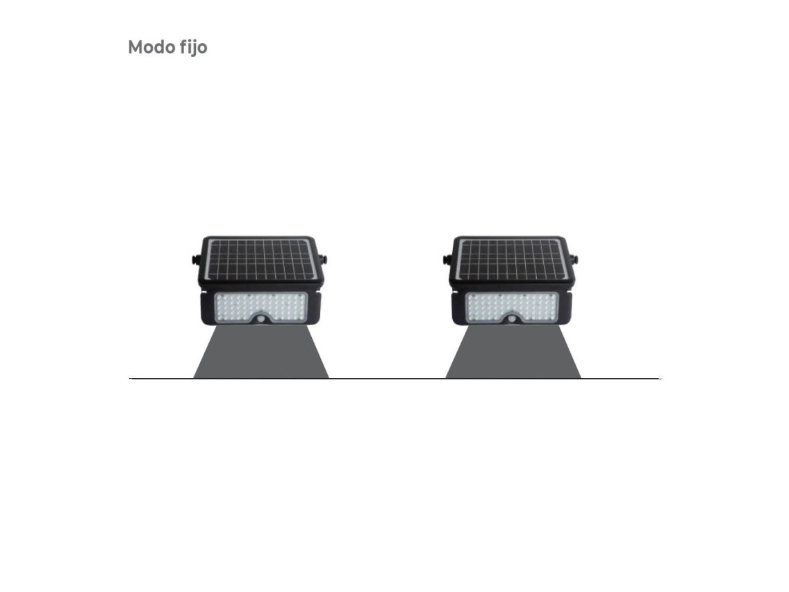 Candeeiro de parede solar 10w 1150lm recarregável. sensor de presença (2-8m) cor preta 27,5x19,6cm e