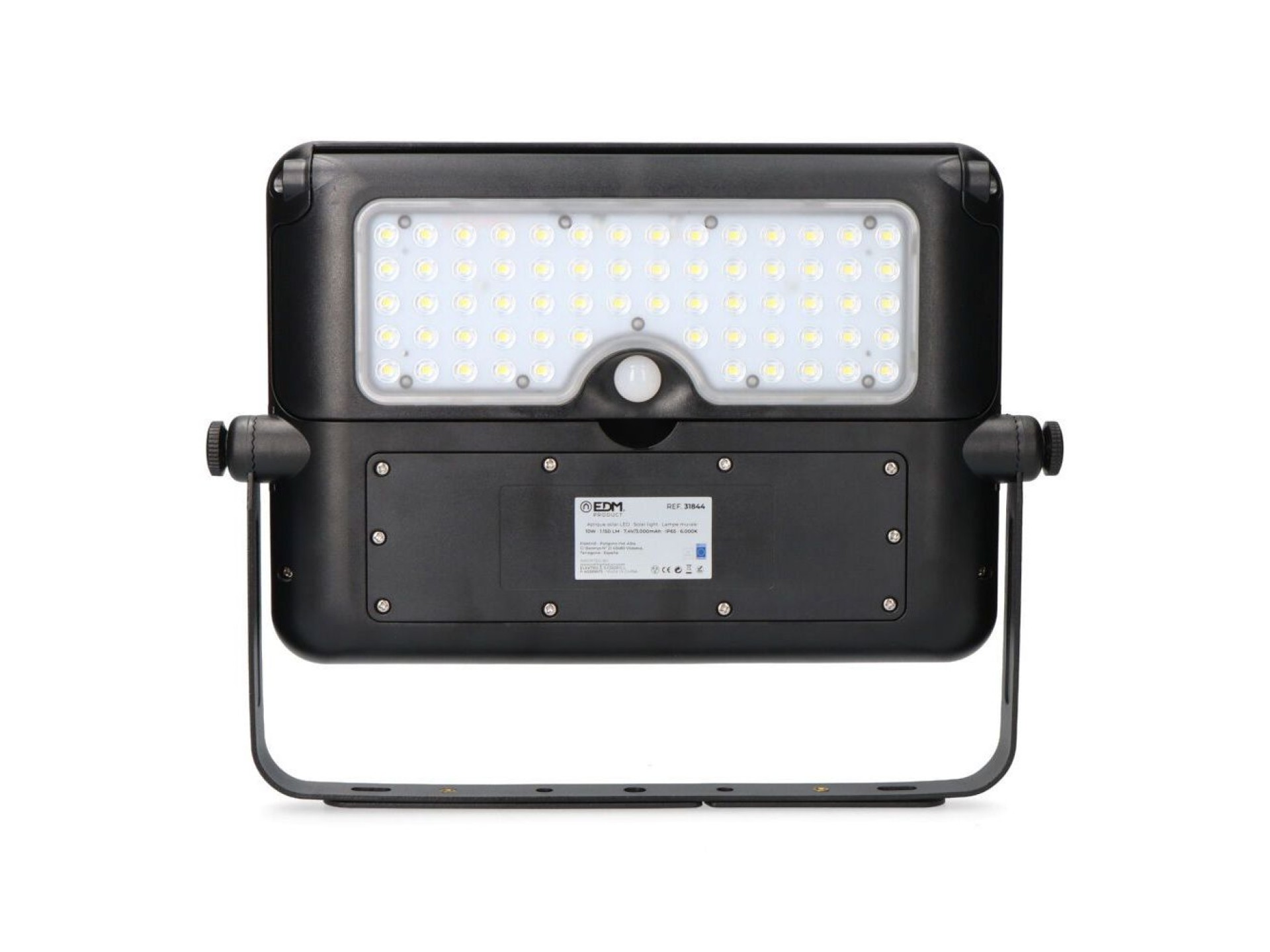 Candeeiro de parede solar 10w 1150lm recarregável. sensor de presença (2-8m) cor preta 27,5x19,6cm e