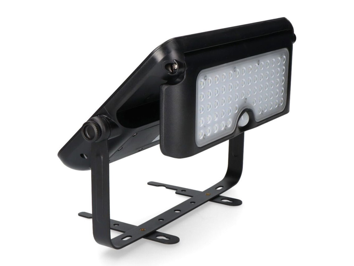 Candeeiro de parede solar 10w 1150lm recarregável. sensor de presença (2-8m) cor preta 27,5x19,6cm e