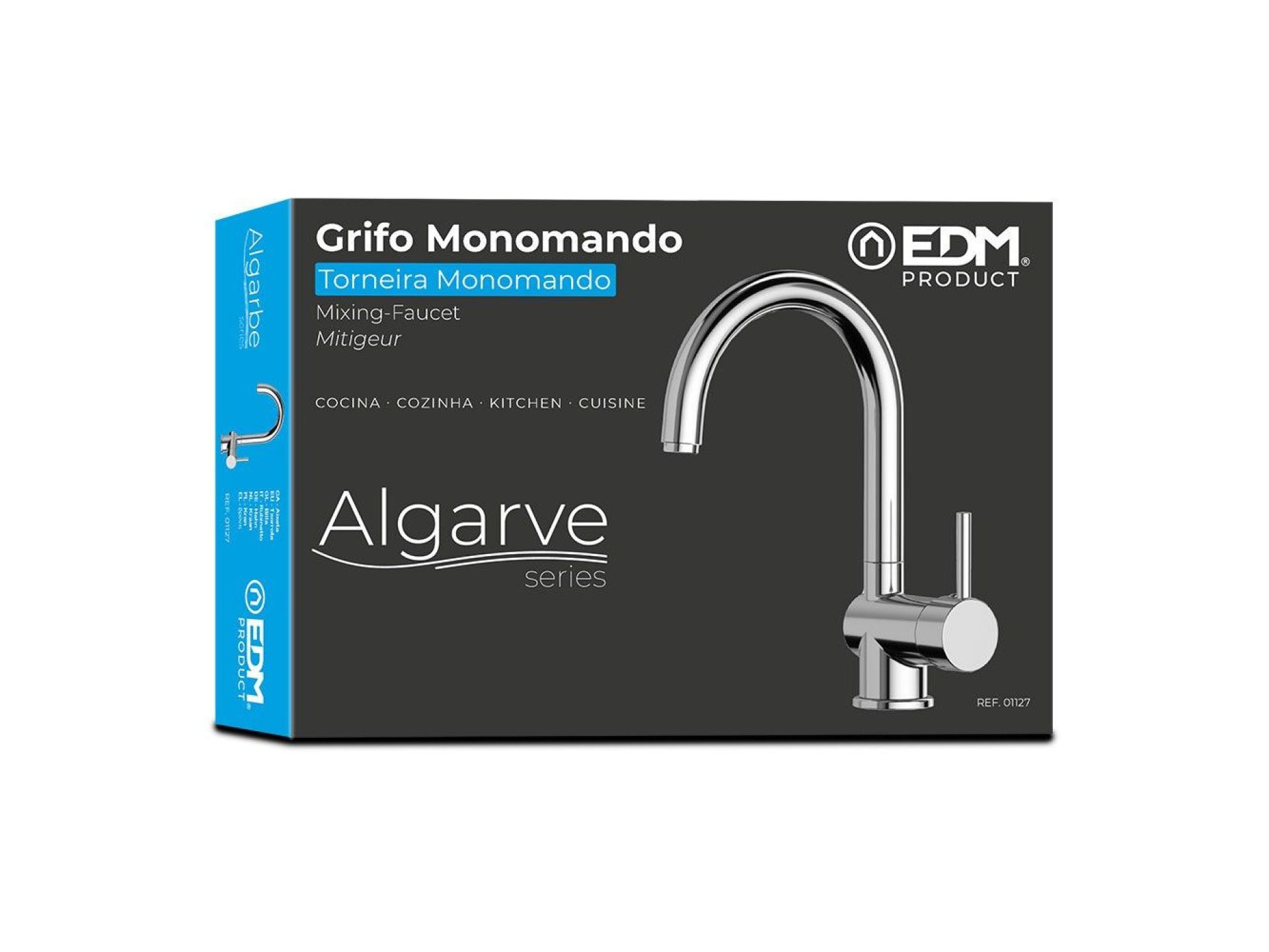 Grifo monomando de cocina caño alto serie algarve