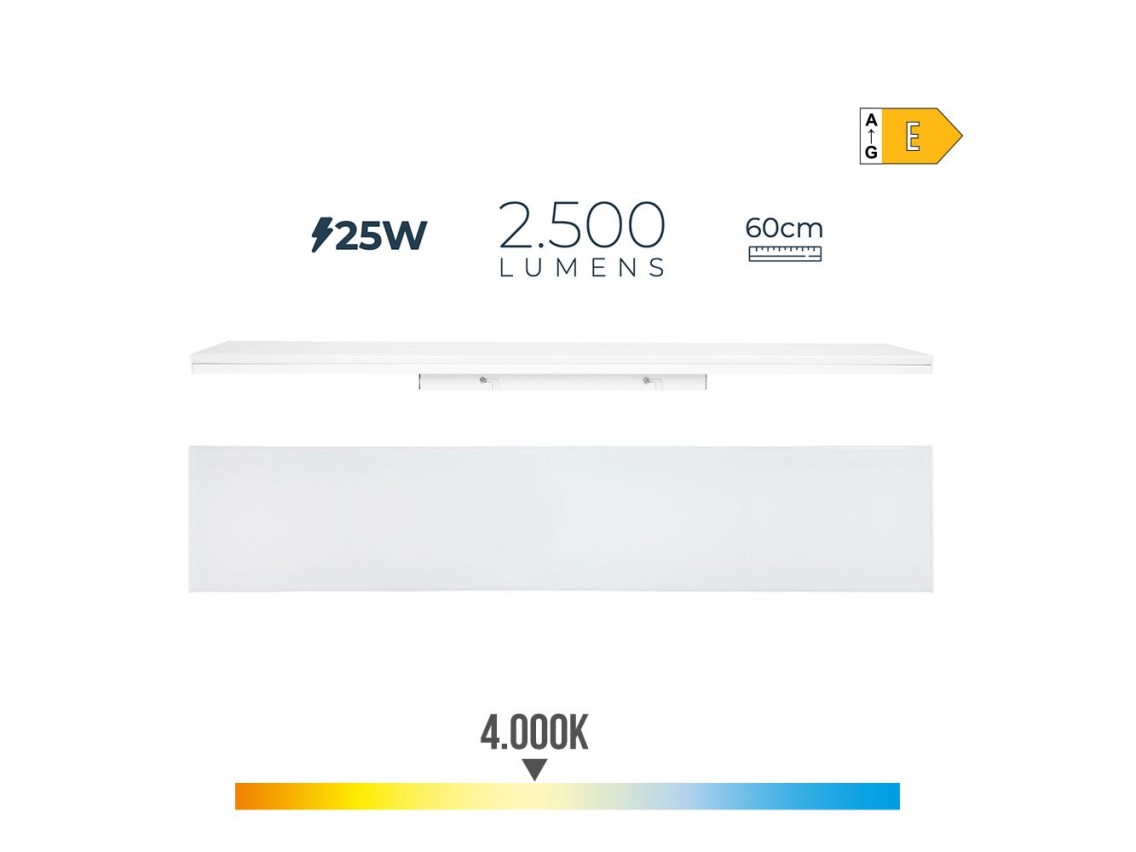 Regleta led 25 w 4000 k luz dia 2500 lm 12 x 60 x 4,5 cm