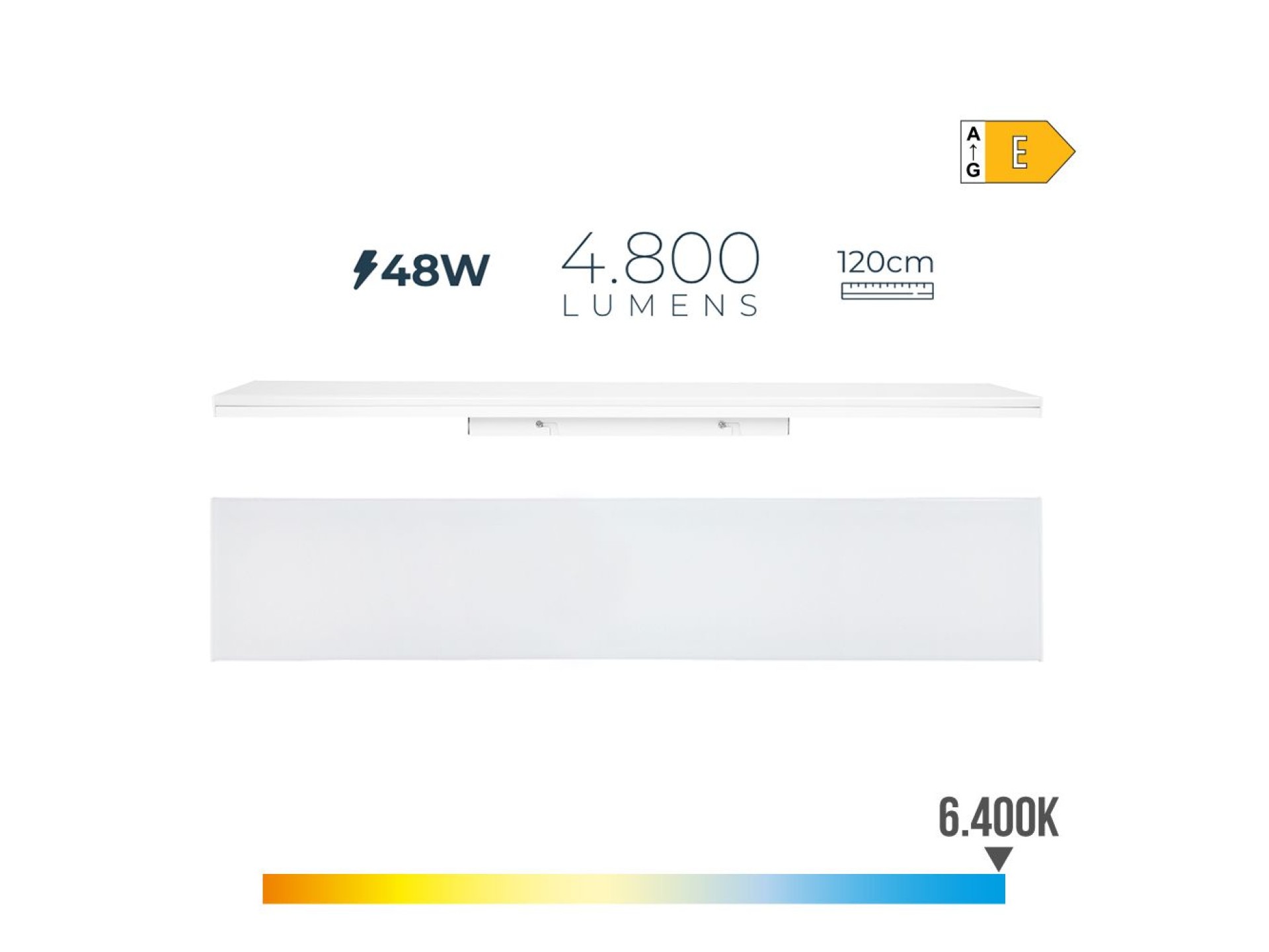 Regleta led 48 w 6400 k luz fria 4800 lm 12 x 120 x 4,5 cm
