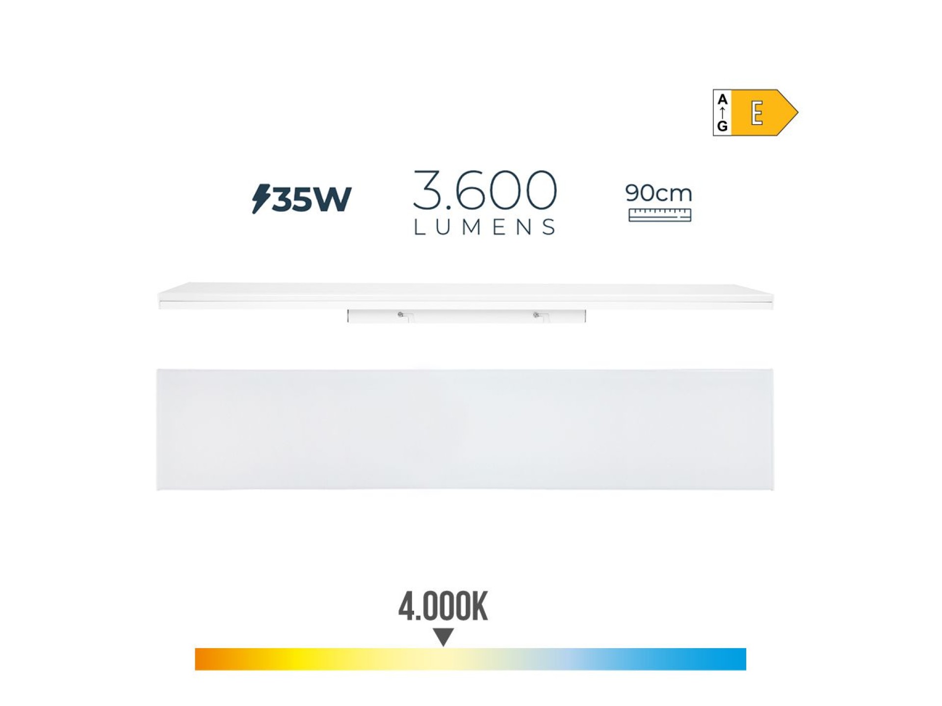 Regleta led 35 w 4000 k luz dia 3600 lm 90 x 4.5 x 12 cm