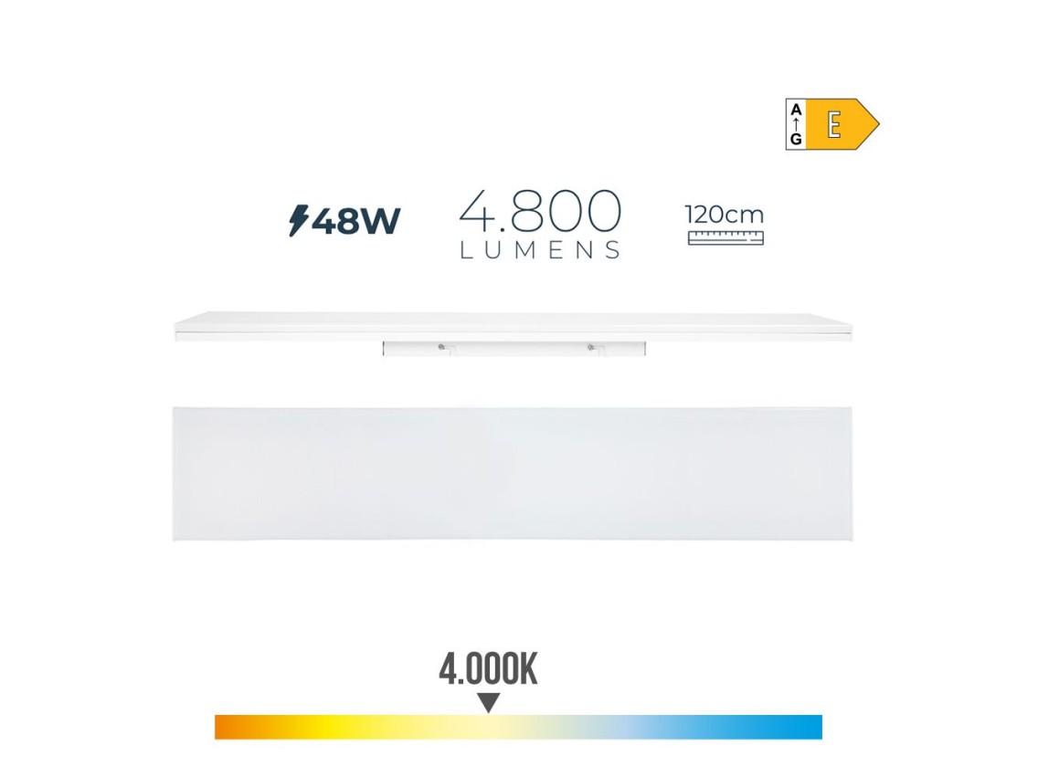 Regleta led 48 w 4000 k luz dia 4800 lm 12 x 120 x 4,5 cm