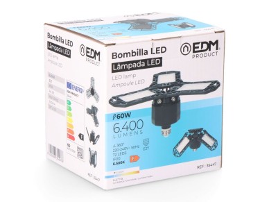 Bombilla "leaf" led e27 60w 6400lm 6500k luz fria ø26,5x12cm edm Bombilla "leaf" led e27 60w 6400lm 6500k luz fria ø26,5x12cm edm