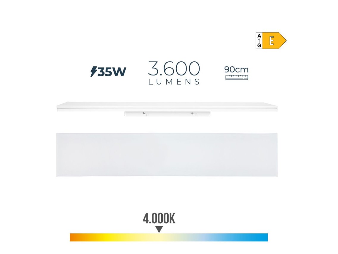 Regleta led 35 w 4000 k luz dia 3600 lm 90 x 4.5 x 12 cm