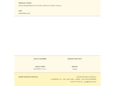 Grifo monomando de cocina ca�o alto serie calella