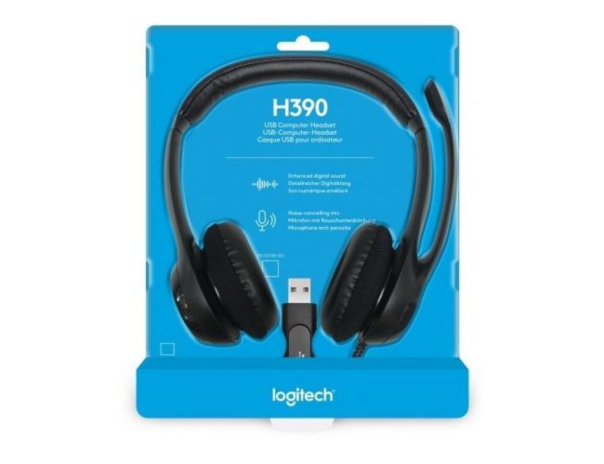 Logitech H390 Headphones/ with Microphone/ USB/ Black