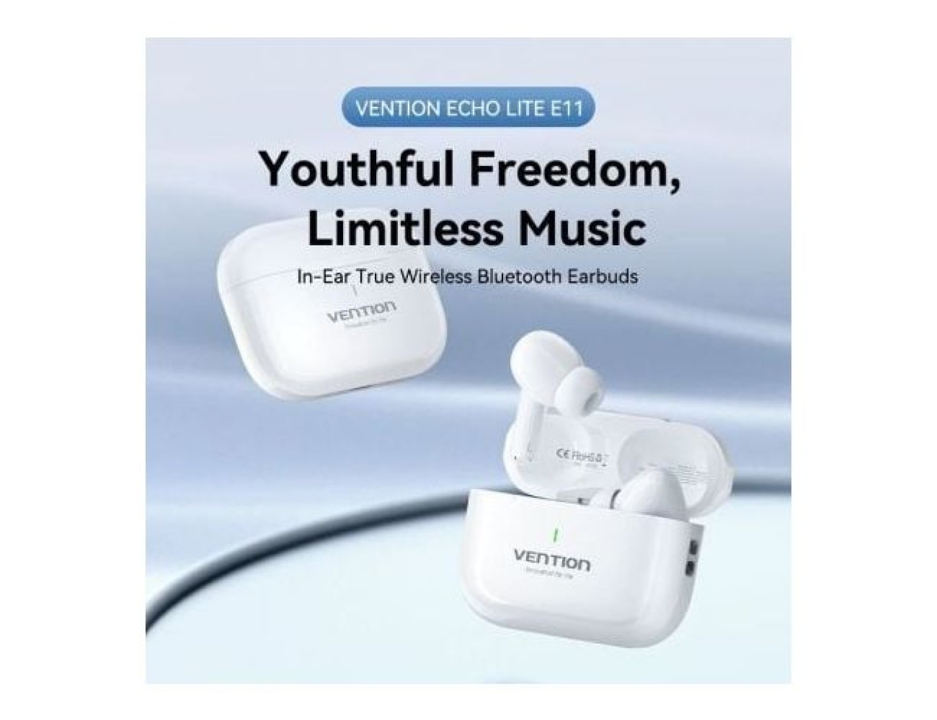 Vention Echo Lite E11 Bluetooth Headphones with Charging Case / 6h Battery Life / White