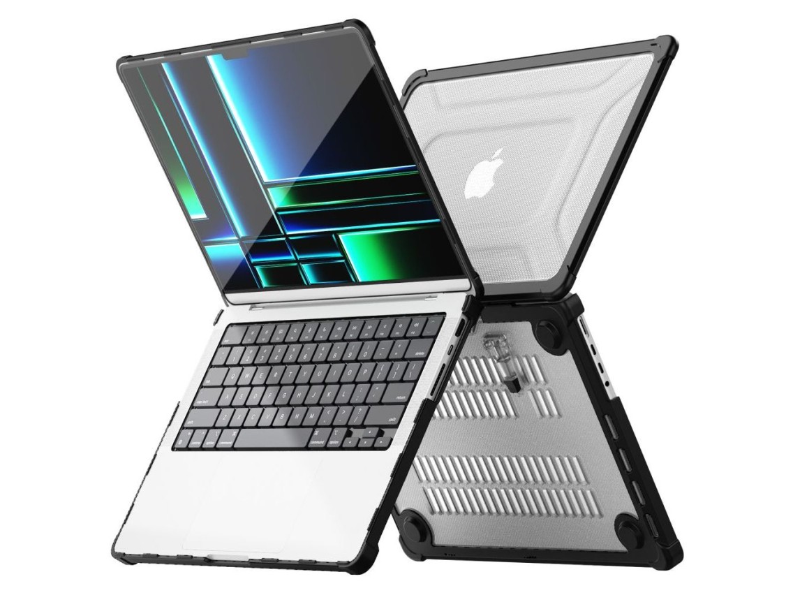 Capa Tech-Protect SmartShell Pro para Macbook Pro 14 M1 / ??M2 / M3 / M4 / M5 2021-2025 - preta e tr