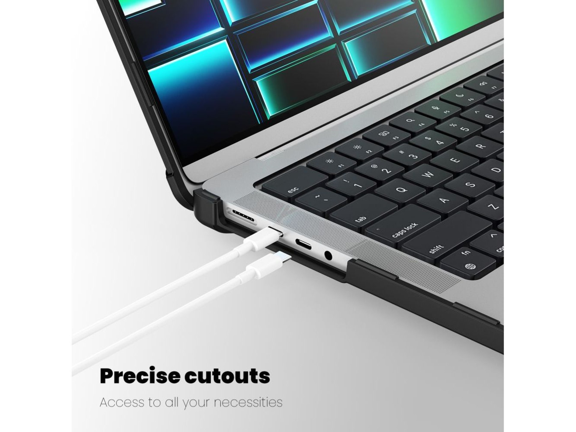 Capa Tech-Protect SmartShell Pro para Macbook Pro 14 M1 / ??M2 / M3 / M4 / M5 2021-2025 - preta e tr
