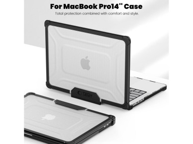 Capa Tech-Protect SmartShell Pro para Macbook Pro 14 M1 / ??M2 / M3 / M4 / M5 2021-2025 - preta e tr