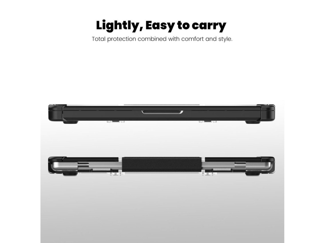 Capa Tech-Protect SmartShell Pro para Macbook Pro 14 M1 / ??M2 / M3 / M4 / M5 2021-2025 - preta e tr