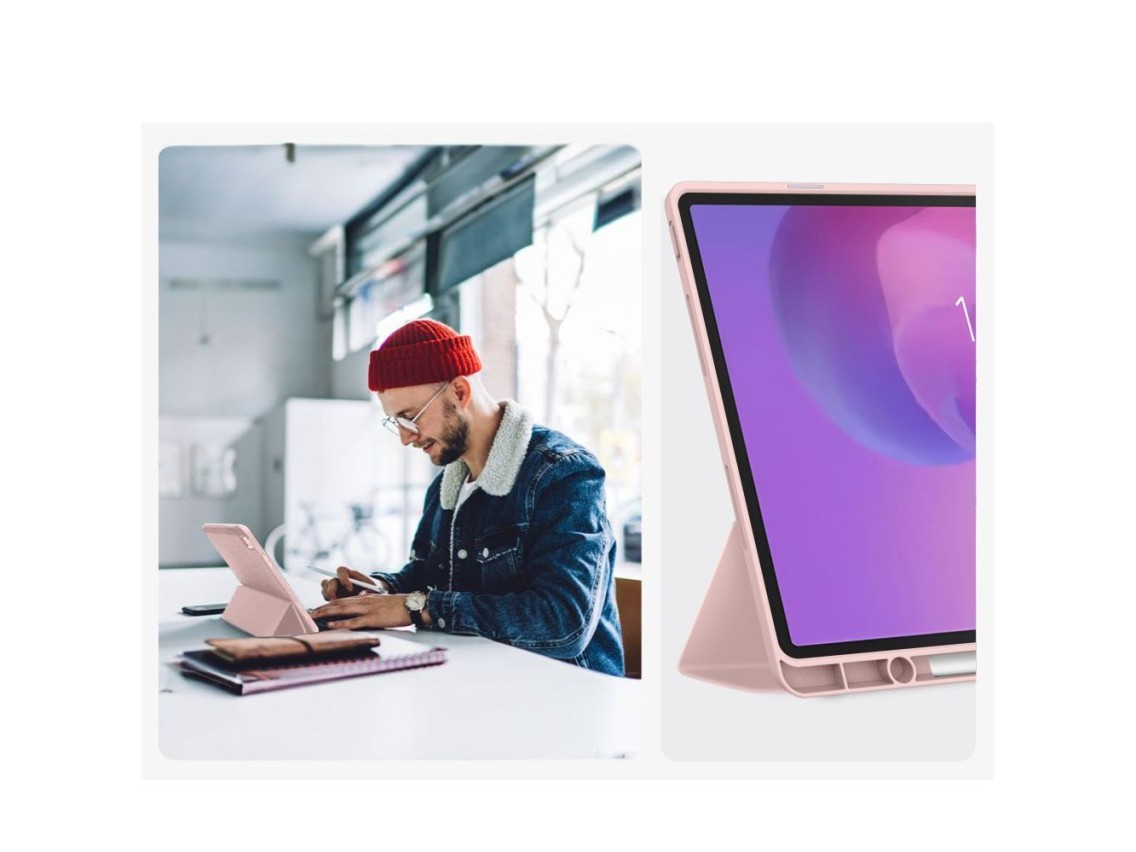 Capa protetora TechProtect SmartCase para Lenovo Idea Tab Plus 12.1 TB-361 - Rosa