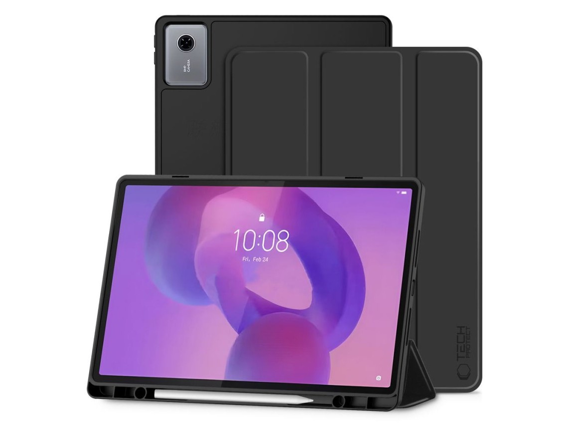 Capa TechProtect SmartCase com caneta para Lenovo Idea Tab Plus 12.1 TB-361 - preta