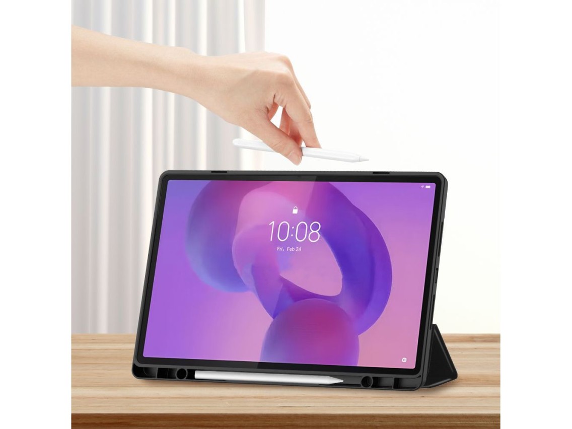 Capa TechProtect SmartCase com caneta para Lenovo Idea Tab Plus 12.1 TB-361 - preta