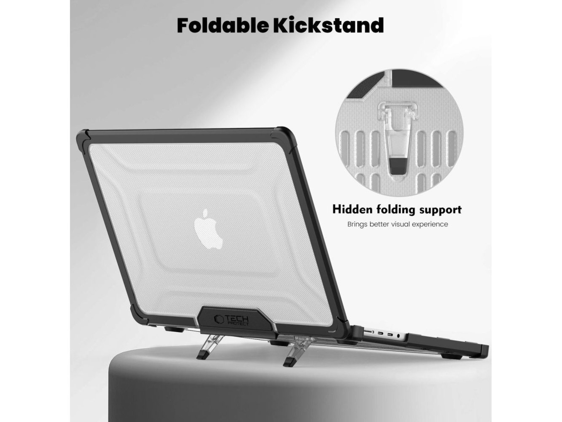 Capa Tech-Protect SmartShell Pro para Macbook Pro 14 M1 / ??M2 / M3 / M4 / M5 2021-2025 - preta e tr