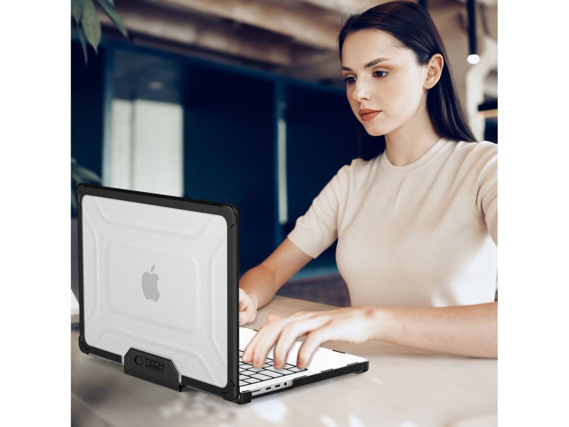 Capa Tech-Protect SmartShell Pro para Macbook Pro 14 M1 / ??M2 / M3 / M4 / M5 2021-2025 - preta e tr