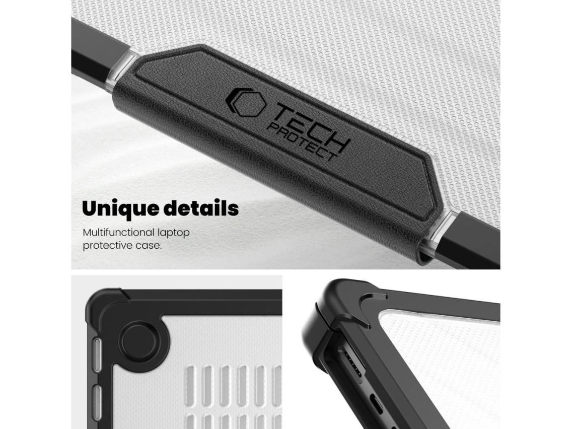 Capa Tech-Protect SmartShell Pro para Macbook Pro 14 M1 / ??M2 / M3 / M4 / M5 2021-2025 - preta e tr