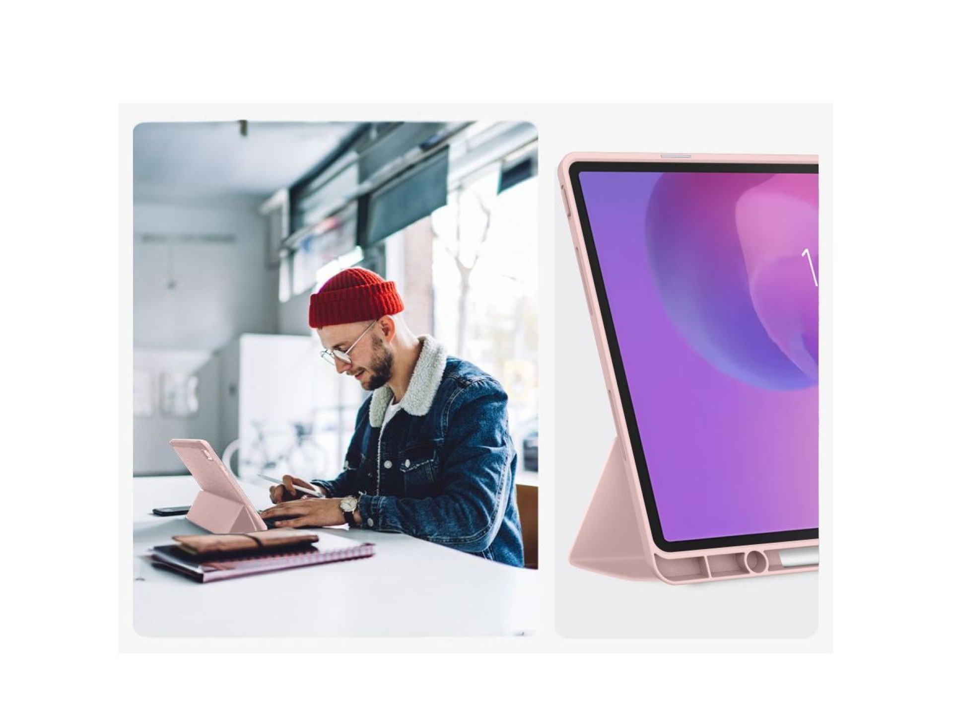 Capa protetora TechProtect SmartCase para Lenovo Idea Tab Plus 12.1 TB-361 - Rosa