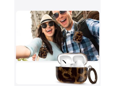 Capa Tech-Protect Lamano para AirPods Pro 3 - preta e marrom Capa Tech-Protect Lamano para AirPods Pro 3 - preta e marrom