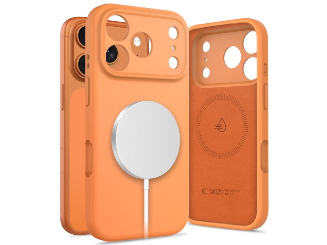 Capa de silicone Tech-Protect MagSafe para iPhone 17 Pro - Laranja