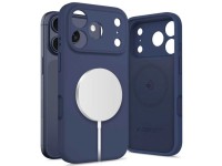 Capa de silicone Tech-Protect MagSafe para iPhone 17 Pro - Azul Marinho Capa de silicone Tech-Protect MagSafe para iPhone 17 Pro - Azul Marinho