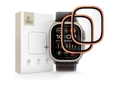 Kit com 2 pel�culas de vidro temperado Tech-Protect para Apple Watch Ultra 49mm - laranja