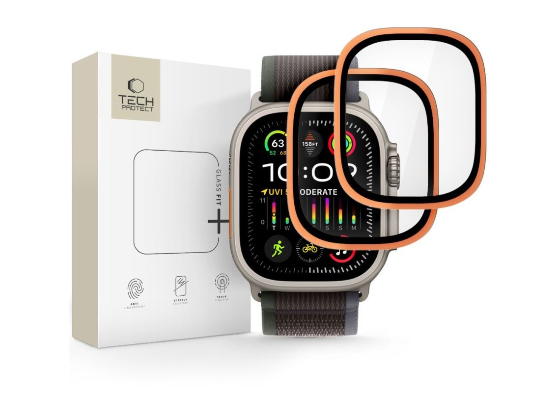 Protector de pantalla de vidrio templado Tech-Protect (paquete de 2) para Apple Watch Ultra de 49 mm
