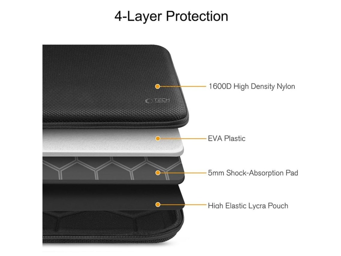 Capa rígida Tech-Protect para laptop de 13 a 14 polegadas - Preta