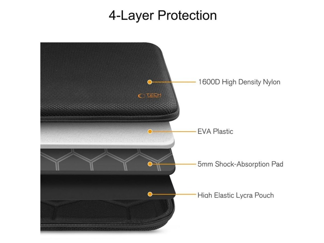 Tech-Protect Hardpouch for 15-16 Laptops - Black and Orange