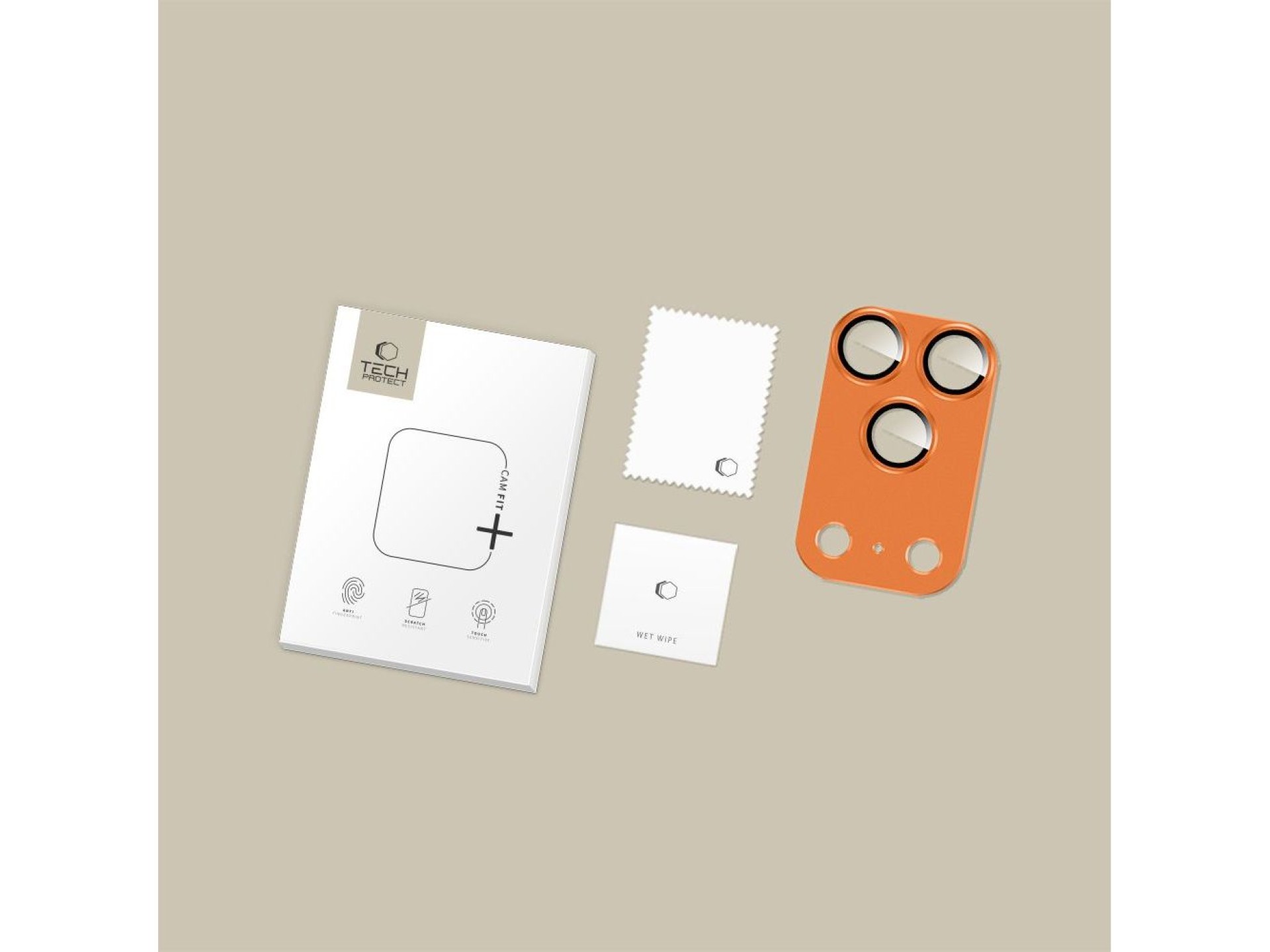 Protector de lente de cámara Tech-Protect Camfull Fit+ para iPhone 17 Pro Max - Naranja