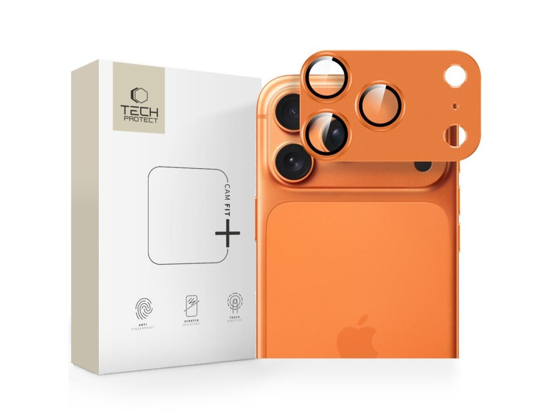 Protector de lente de c�mara Tech-Protect Camfull Fit+ para iPhone 17 Pro Max - Naranja