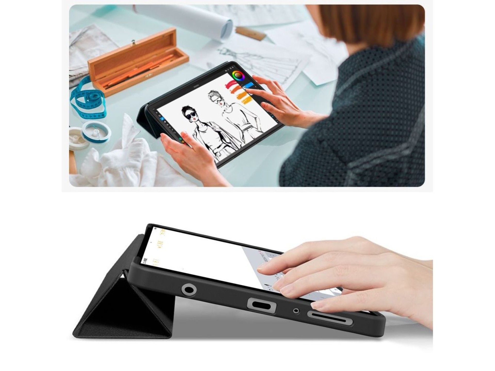 Funda TechProtect SmartCase para Samsung Galaxy Tab A9 / A11 8.7 X110 / X115 / X133 / X135 - Negra