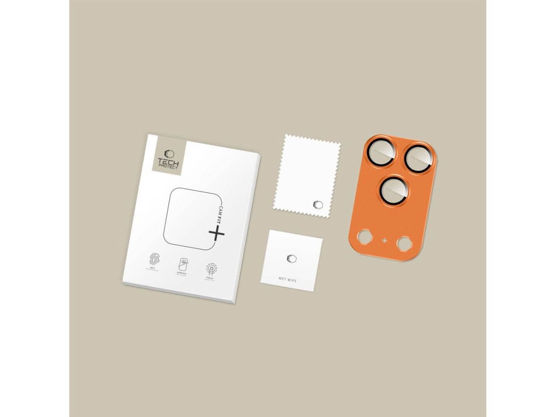 Protector de lente de cámara Tech-Protect Camfull Fit+ para iPhone 17 Pro - Naranja