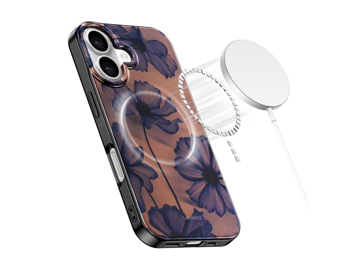 Funda Tech-Protect Lamano MagSafe para iPhone 16 - marr�n-morado