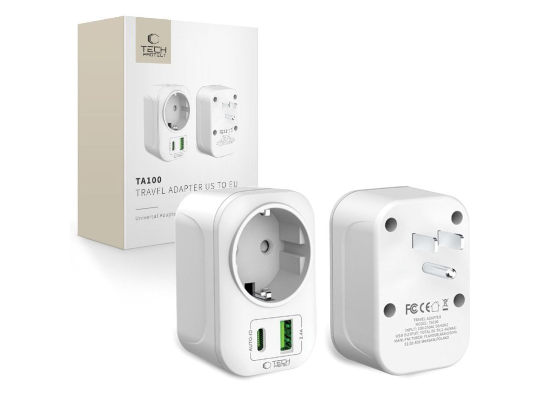 Tech-Protect TA100 US Adapter - White