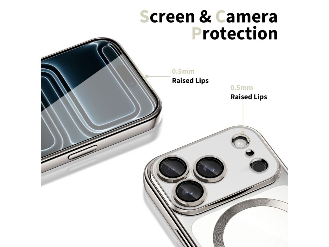 Funda Tech-Protect MagFlex MagSafe para iPhone 17 Pro - plateada transparente