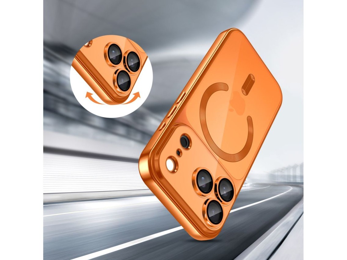Funda Tech-Protect MagFlex MagSafe para iPhone 17 Pro - Naranja transparente