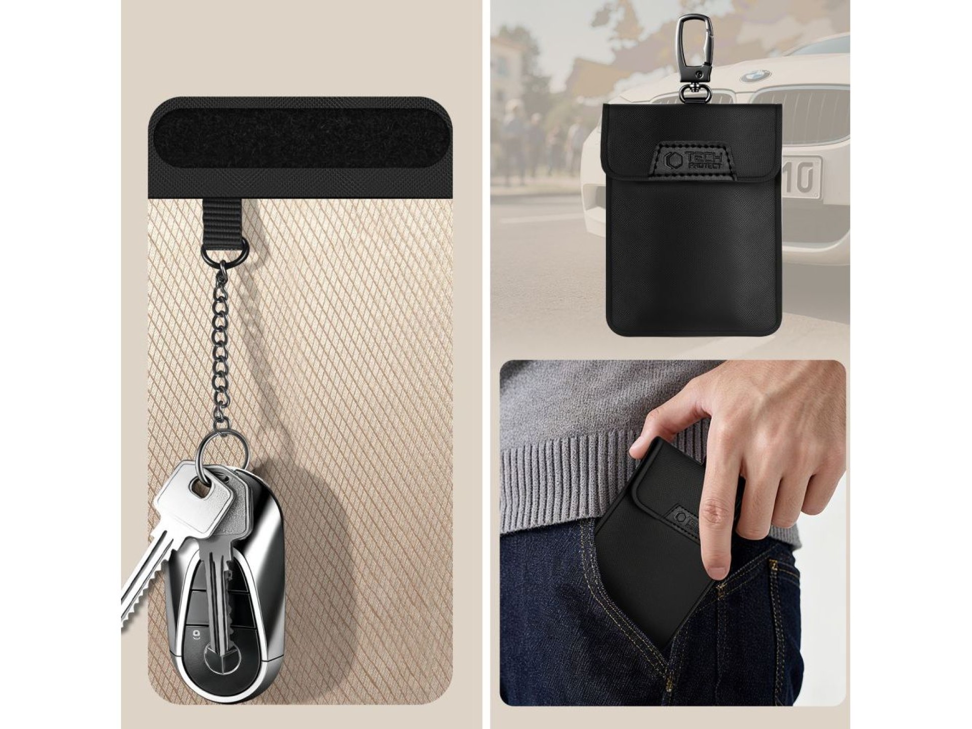 Capa antifurto para chave de carro Tech-Protect KLR400 - Preta
