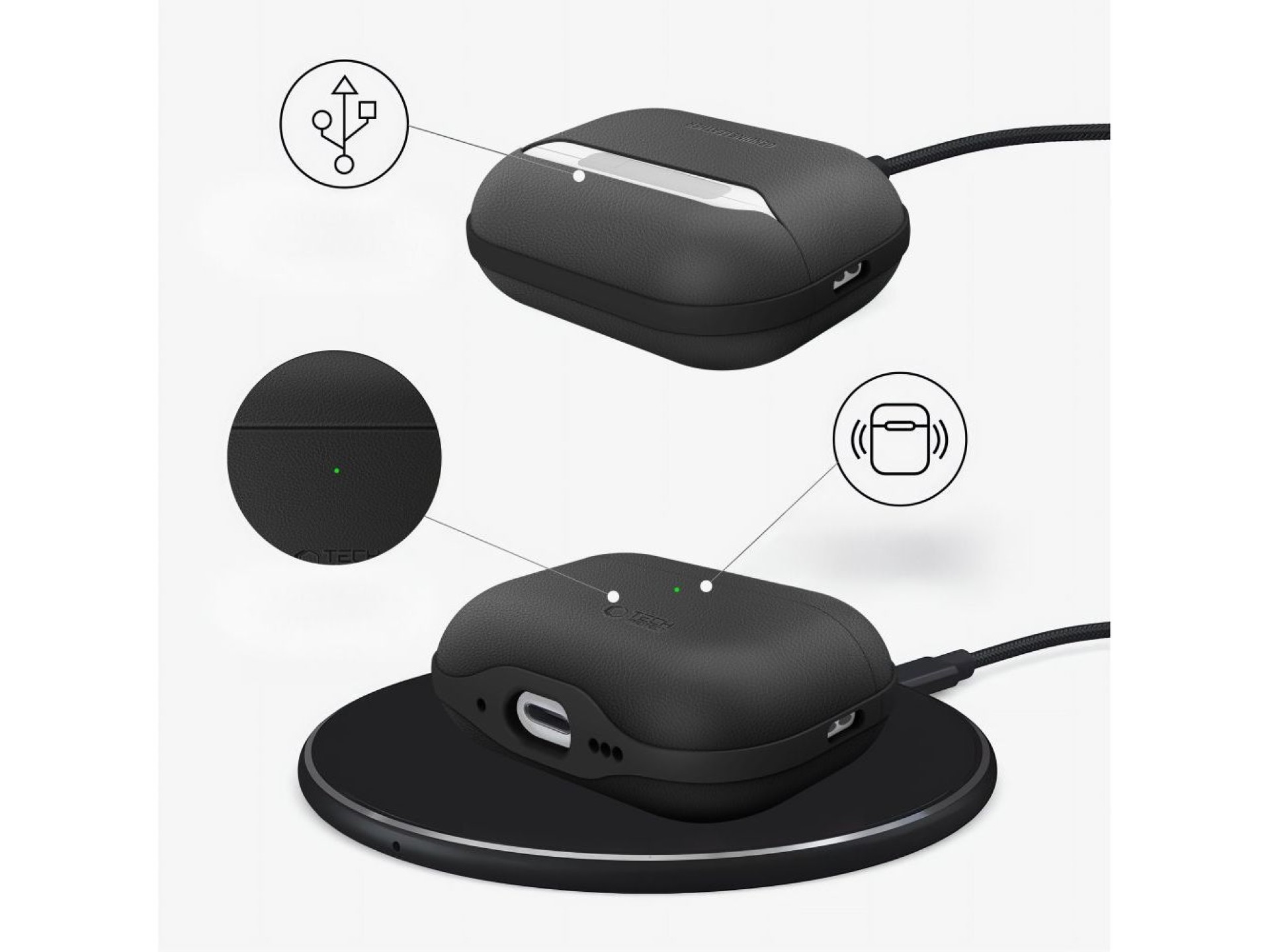 Capa Tech-Protect NaturalFit para AirPods Pro 3 - Preta
