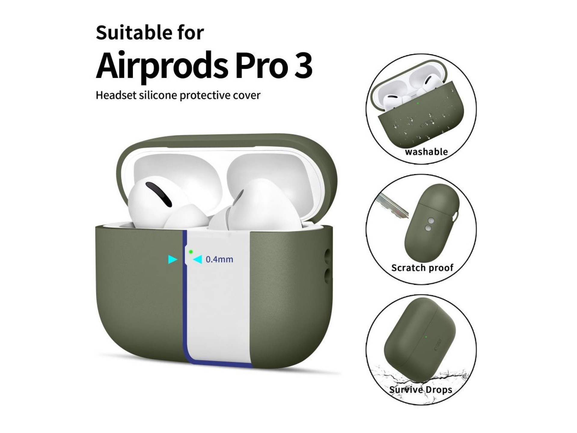Tech-Protect Silicone Case for AirPods Pro 3 - Green