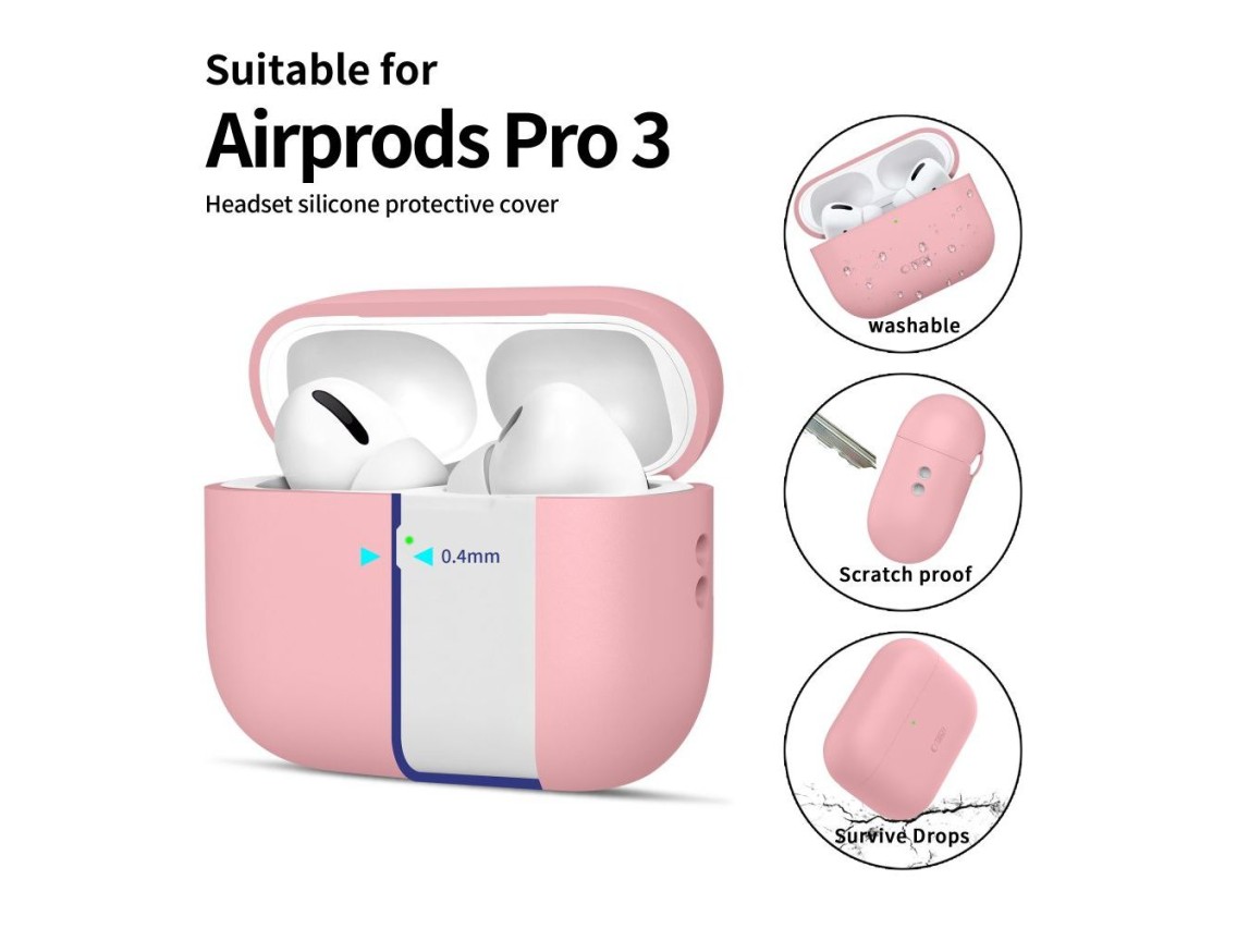 Capa de silicone Tech-Protect para AirPods Pro 3 - Rosa