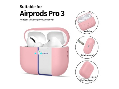 Capa de silicone Tech-Protect para AirPods Pro 3 - Rosa Capa de silicone Tech-Protect para AirPods Pro 3 - Rosa