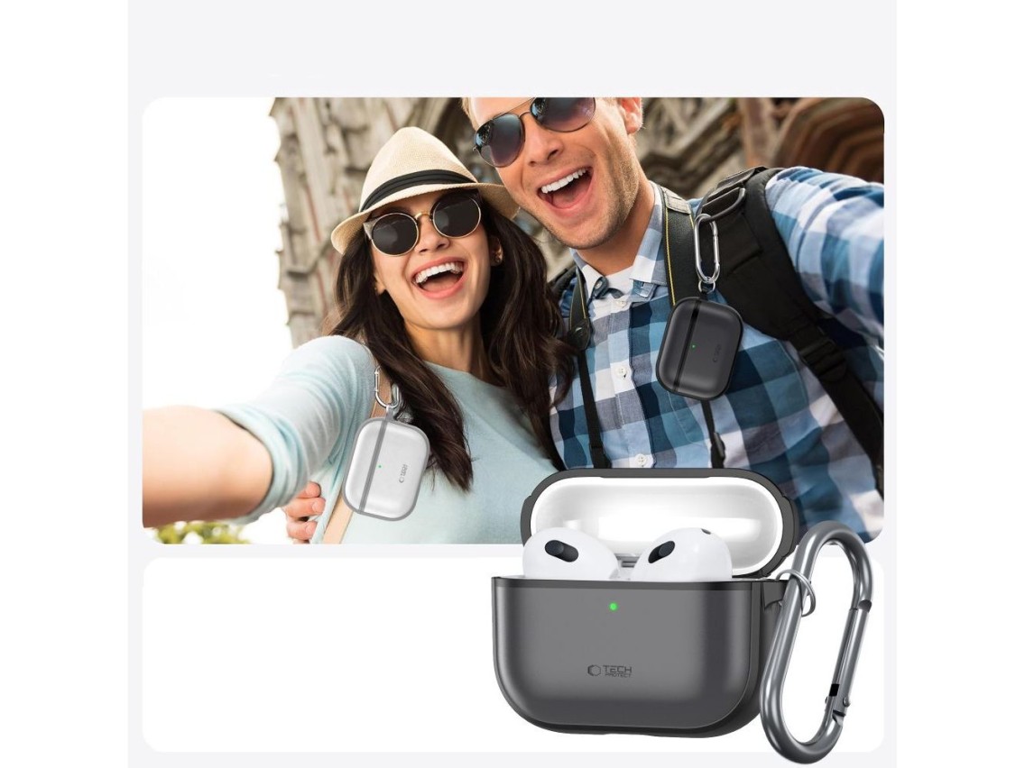 Capa de silicone Tech-Protect para AirPods Pro 3 - Preto fosco