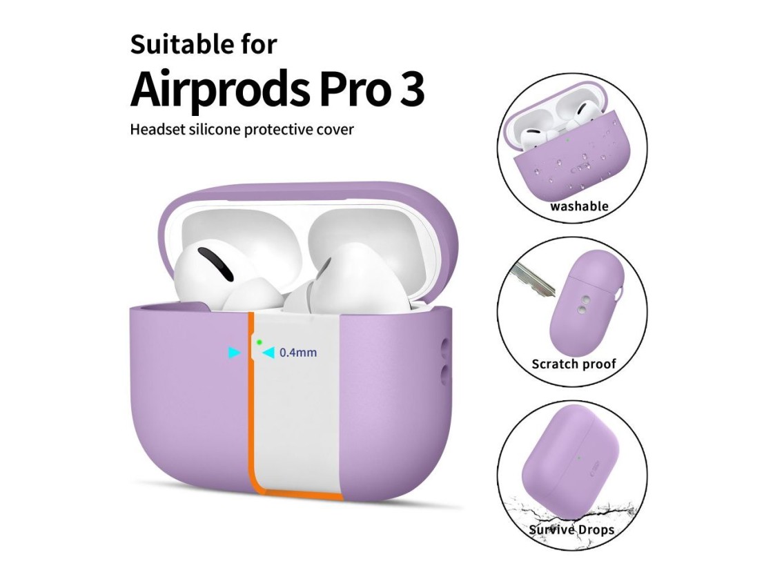 Capa de silicone Tech-Protect para AirPods Pro 3 - Roxa