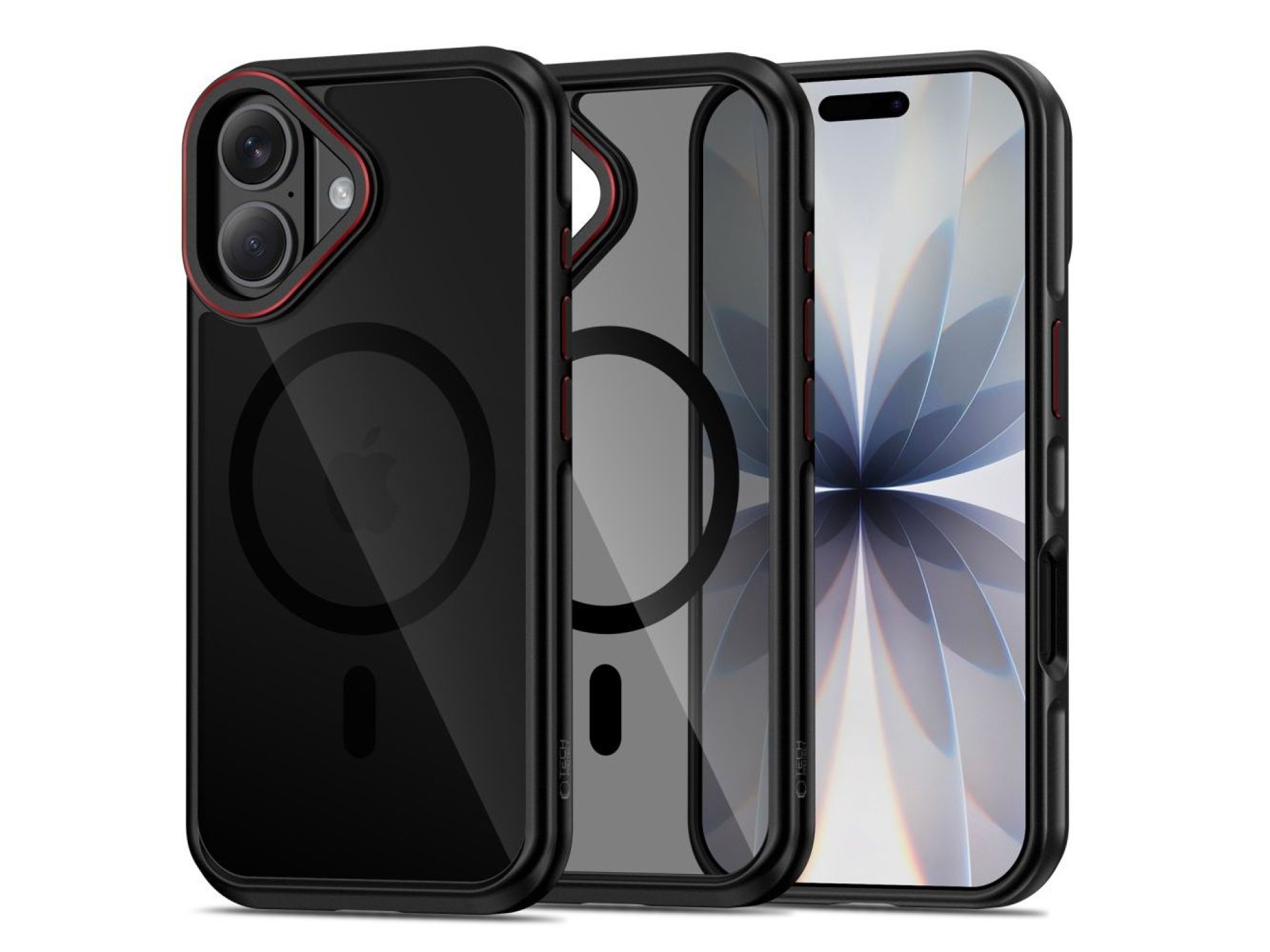 Funda Tech-Protect MagHybrid MagSafe para iPhone 17 - Negro y rojo