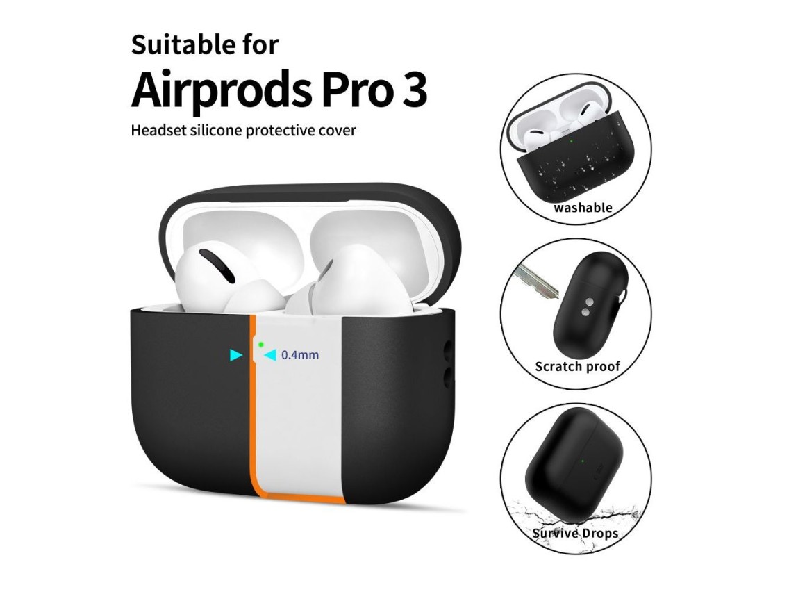 Capa de silicone Tech-Protect para AirPods Pro 3 - Preta
