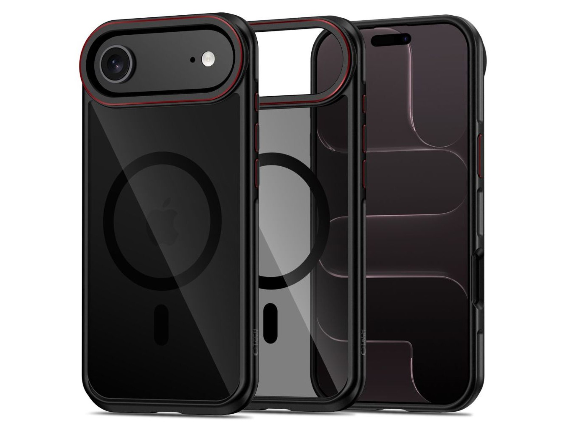 Funda Tech-Protect MagHybrid MagSafe para iPhone Air - Negra y roja