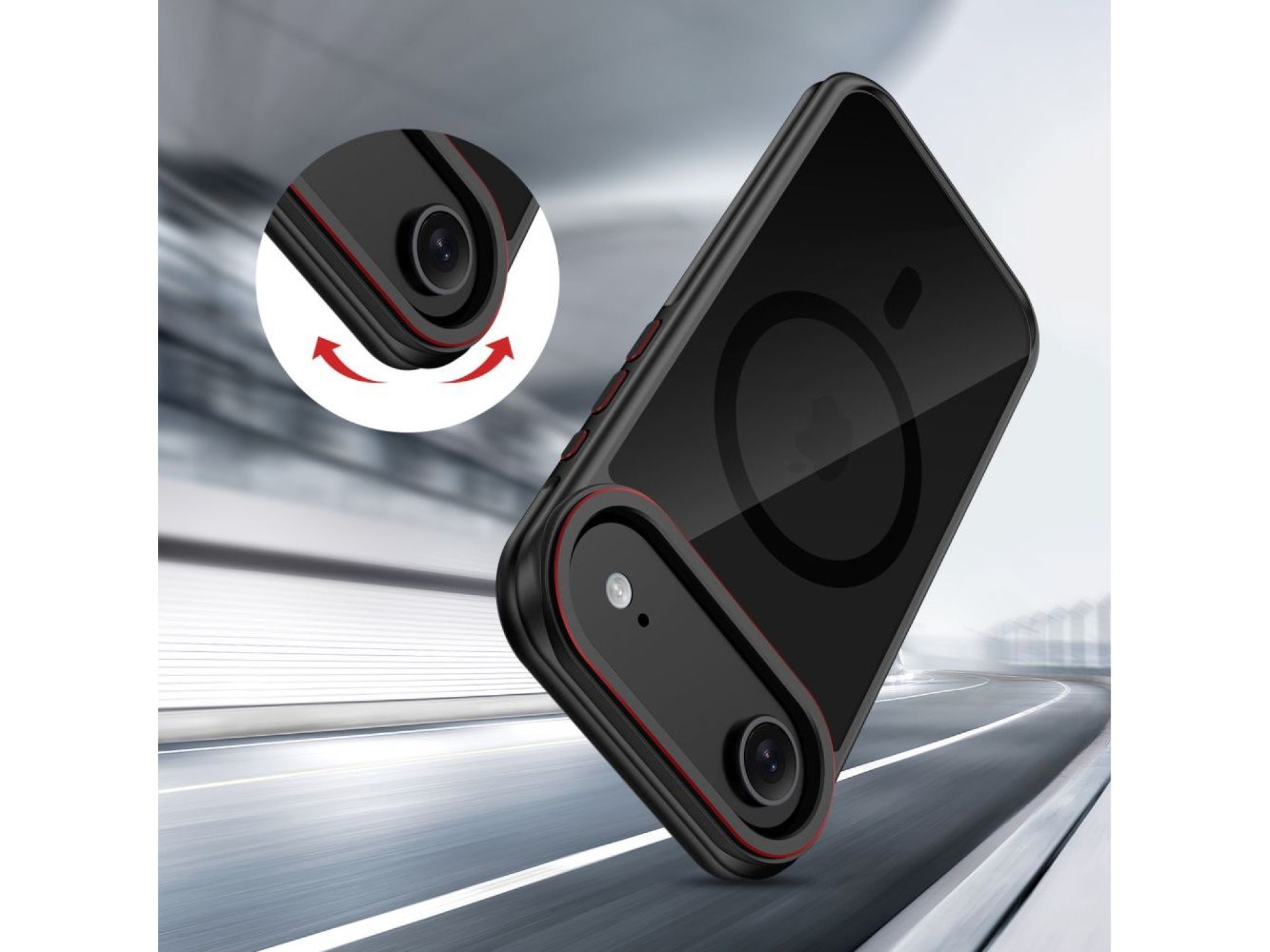 Funda Tech-Protect MagHybrid MagSafe para iPhone Air - Negra y roja